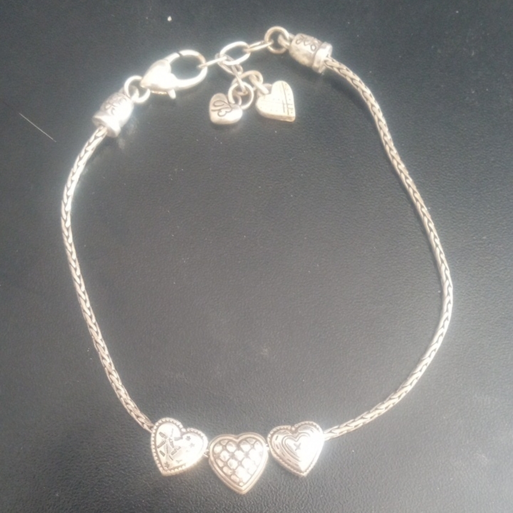 Brighton Elegant Silver Heart Charm Anklet